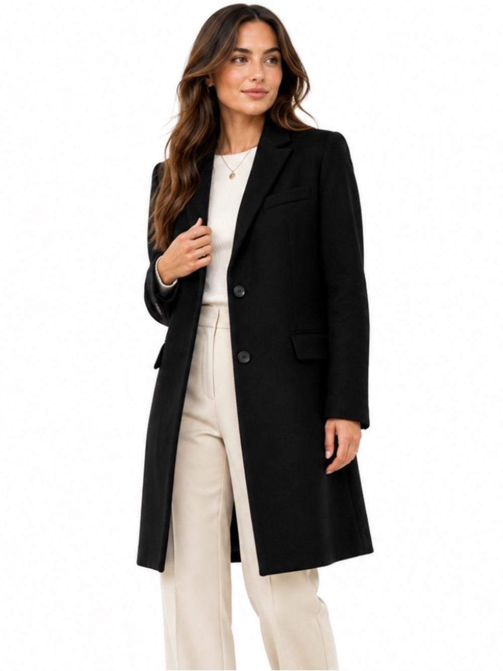 NWOT Quince Wool Cashmere Black Single-Breasted Overcoat M